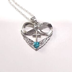 925 Silver Necklace Heart Cross Infinity Angel Wings Valentines Birthday Gift